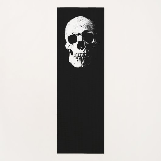 Skull Black en White Pop Art Fitness Sjabloon Yogamat (Voorkant)