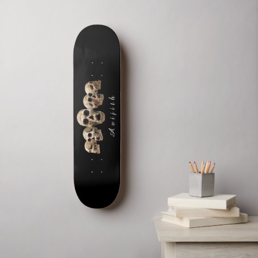 Skull Black Modern Custom Skateboard (Muurkunst)