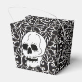 Skull Black White Damask Scroll Bedankdoosjes (Achterkant)
