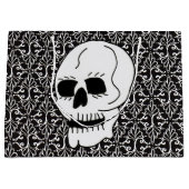 Skull Black White Damask Scroll Groot Cadeauzakje (Voorkant)