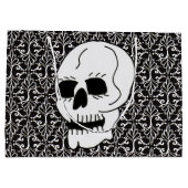 Skull Black White Damask Scroll Groot Cadeauzakje (Achterkant)