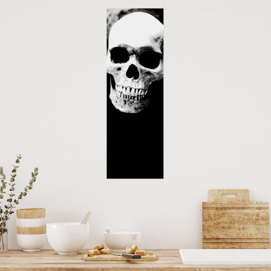 Skull Black White Fantasy Metal Rock Poster (Keuken)