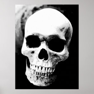 Skull Black White Fantasy Metal Rock Poster