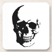 Skull - Black & White Metal Fantasy Art Bier Onderzetter (Voorkant)