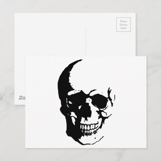 Skull - Black & White Metal Fantasy Art Briefkaart (Voorkant / Achterkant)