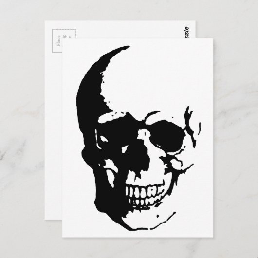 Skull - Black & White Metal Fantasy Art Briefkaart (Voorkant / Achterkant)