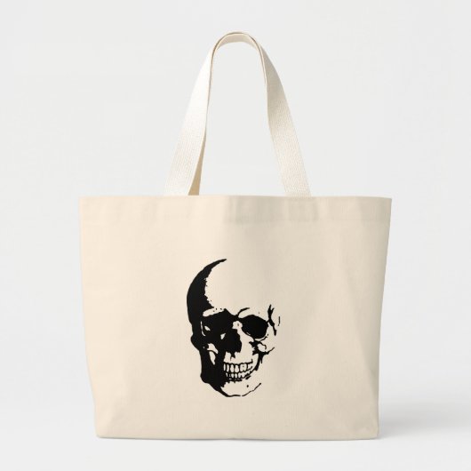Skull - Black & White Metal Fantasy Art Grote Tote Bag (Voorkant)