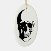 Skull - Black & White Metal Fantasy Art Keramisch Ornament (Rechts)
