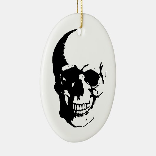 Skull - Black & White Metal Fantasy Art Keramisch Ornament (Rechts)