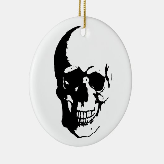 Skull - Black & White Metal Fantasy Art Keramisch Ornament (Rechts)