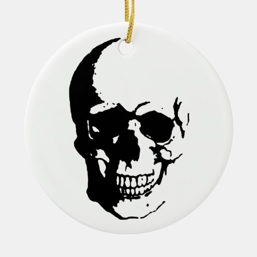 Skull - Black & White Metal Fantasy Art Keramisch Ornament (Voorkant)