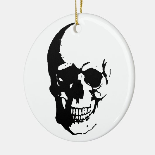Skull - Black & White Metal Fantasy Art Keramisch Ornament (Links)