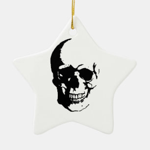 Skull - Black & White Metal Fantasy Art Keramisch Ornament