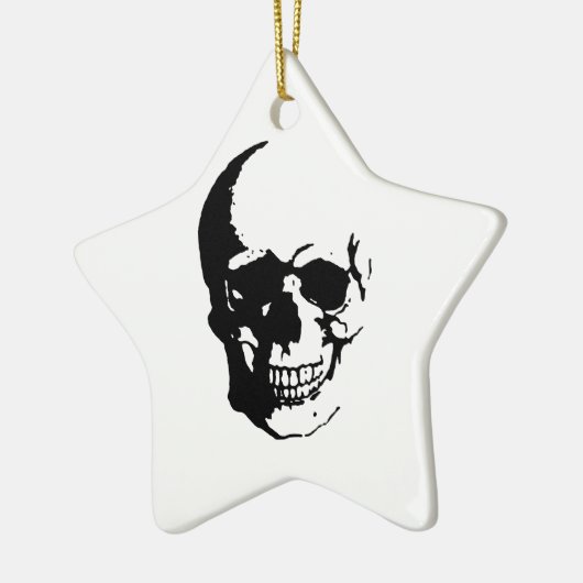 Skull - Black & White Metal Fantasy Art Keramisch Ornament (Links)