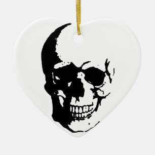 Skull - Black & White Metal Fantasy Art Keramisch Ornament