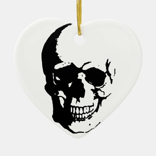 Skull - Black & White Metal Fantasy Art Keramisch Ornament (Voorkant)