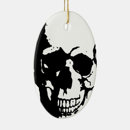 Skull - Black & White Metal Fantasy Art Keramisch Ornament (Rechts)