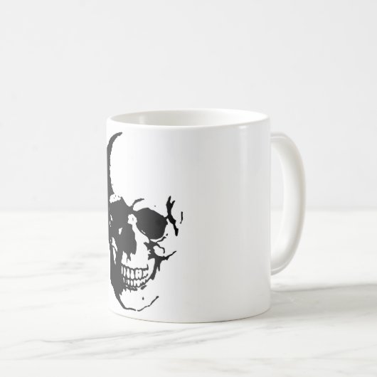 Skull - Black & White Metal Fantasy Art Koffiemok (Voorkant rechts)