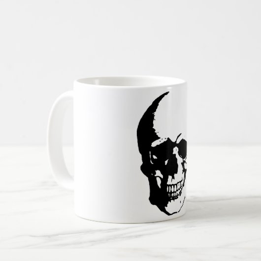 Skull - Black & White Metal Fantasy Art Koffiemok (Voorkant links)