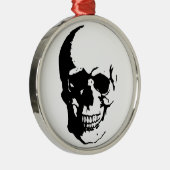 Skull - Black & White Metal Fantasy Art Metalen Ornament (Rechts)