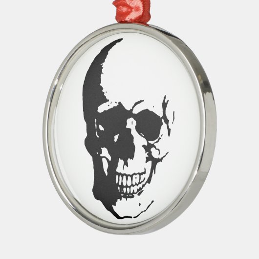Skull - Black & White Metal Fantasy Art Metalen Ornament (Links)