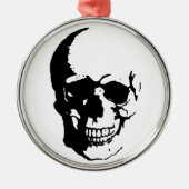 Skull - Black & White Metal Fantasy Art Metalen Ornament (Voorkant)