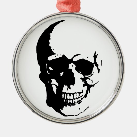 Skull - Black & White Metal Fantasy Art Metalen Ornament (Voorkant)