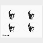 Skull - Black & White Metal Fantasy Art Ovale Sticker (Vel)