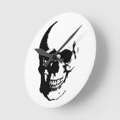 Skull - Black & White Metal Fantasy Art Ronde Klok (Hoek)