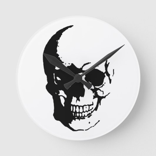 Skull - Black & White Metal Fantasy Art Ronde Klok (Voorkant)