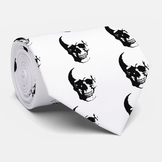 Skull - Black & White Metal Fantasy Art Stropdas (Opgerold)