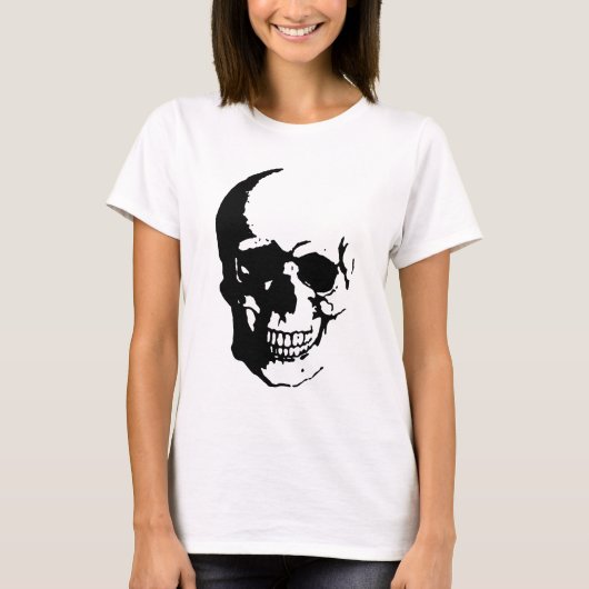 Skull - Black & White Metal Fantasy Art T-shirt (Voorkant)