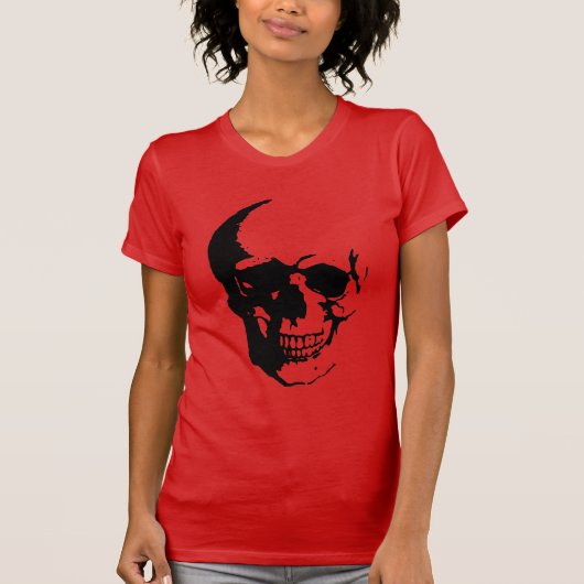 Skull - Black & White Metal Fantasy Art T-shirt (Voorkant)