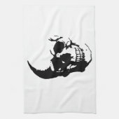 Skull - Black & White Metal Fantasy Art Theedoek (Verticaal)