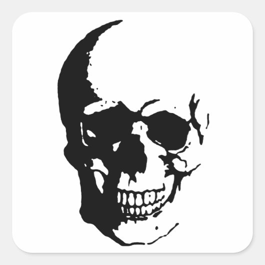 Skull - Black & White Metal Fantasy Art Vierkante Sticker (Voorkant)