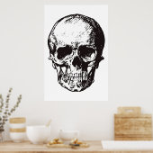 Skull Black White Pop Art Fantasy Art Heavy Metal Poster (Keuken)