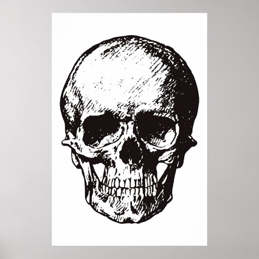 Skull Black White Pop Art Fantasy Art Heavy Metal Poster (Voorkant)