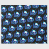 skull blue chameleon cadeaupapier (Vlak)