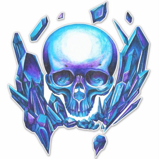 skull Blue chameleon Sticker (Voorkant)