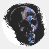 SKULL Blue Paars Ronde Sticker (Voorkant)