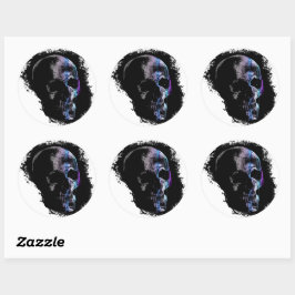 SKULL Blue Paars Ronde Sticker