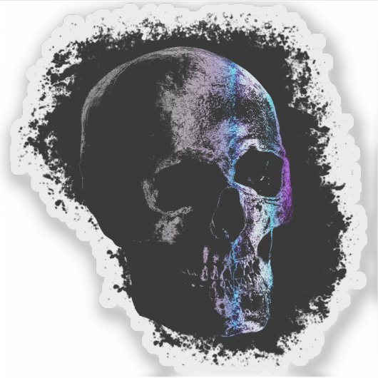 SKULL Blue Paars Sticker (Voorkant)