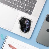 SKULL Blue Paars Sticker (Laptop met iPhone)