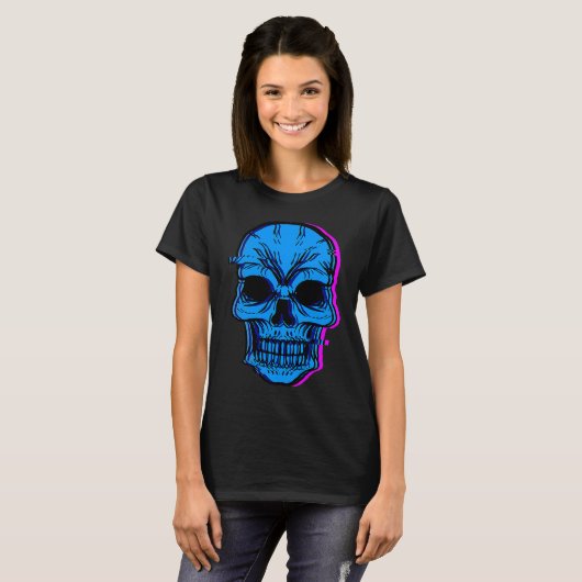 Skull Blue Skeleton Bones Party Perfect  Idea T-shirt (Voorkant volledig)