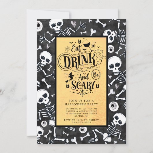 Skull & Bone Bash Halloween Kaart (Voorkant)