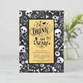 Skull & Bone Bash Halloween Kaart (Staand voorkant)