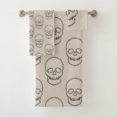 Skull - Bone White en Bat Black Bad Handdoek (Insitu)