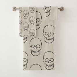 Skull - Bone White en Bat Black Bad Handdoek
