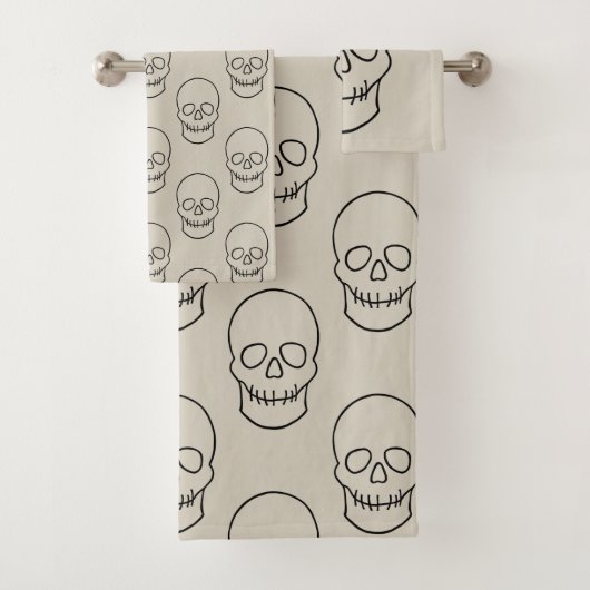 Skull - Bone White en Bat Black Bad Handdoek (Insitu)