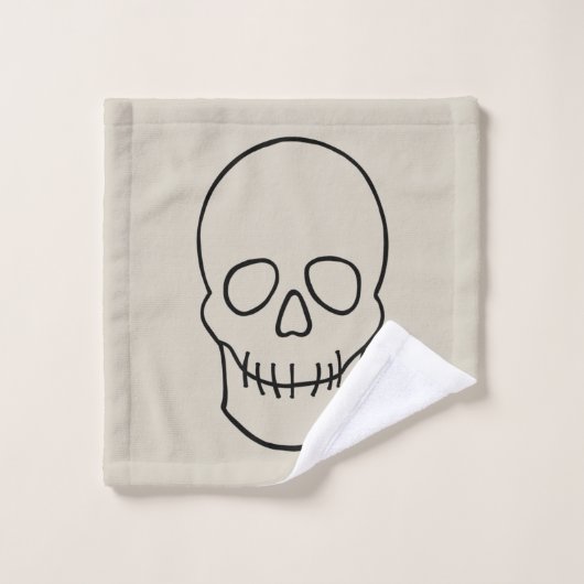 Skull - Bone White en Bat Black Bad Handdoek (Wasdoekje)